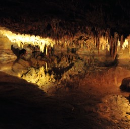 Reflections in the underground lake/
		    