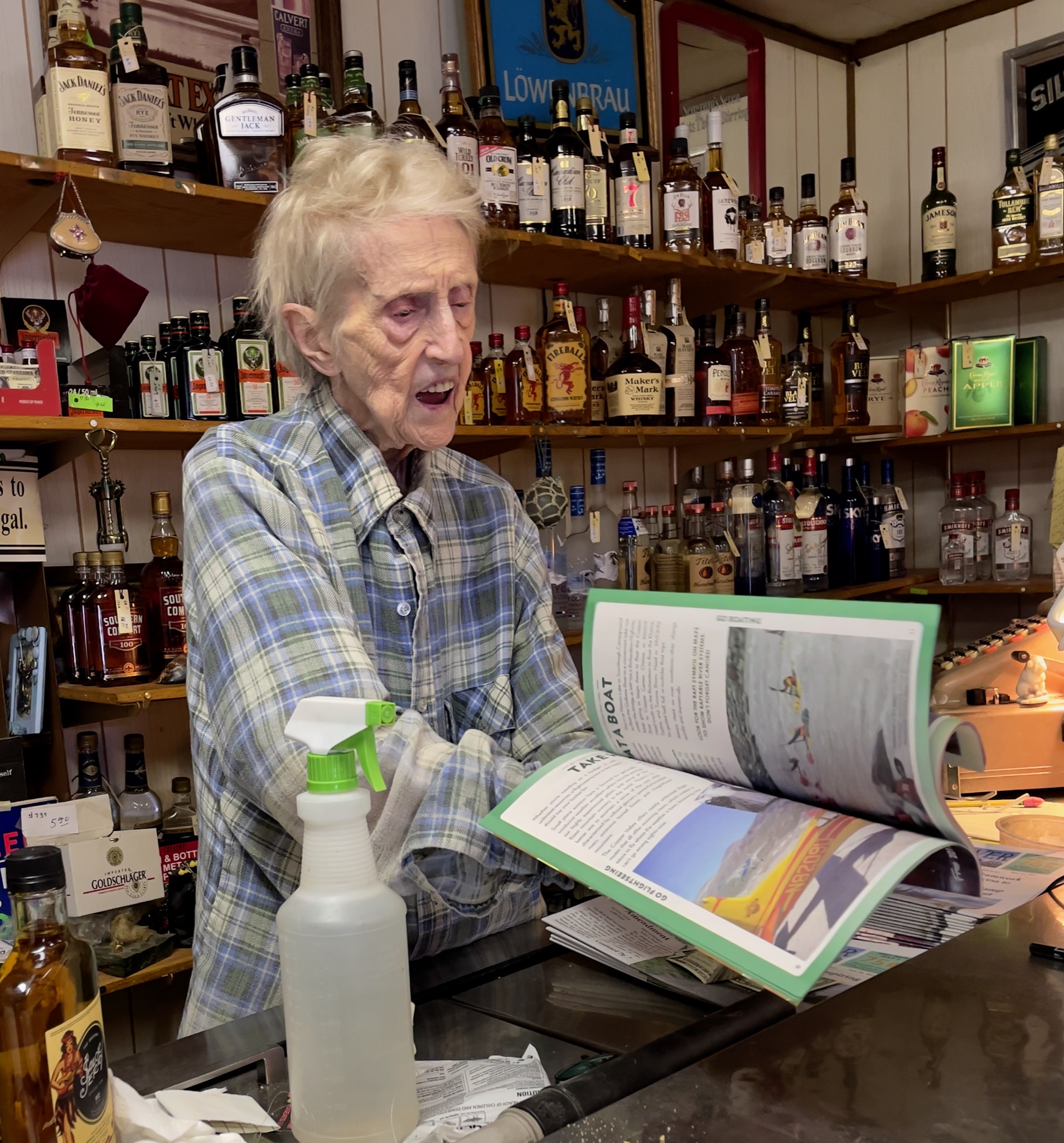 500 year old lady who ran the sole liquor shop next to Glenallen which is a dry town/