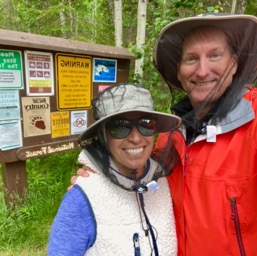 Our first hike bundled up in mesh (thank goodness!) 🦟🦟🦟/
		    