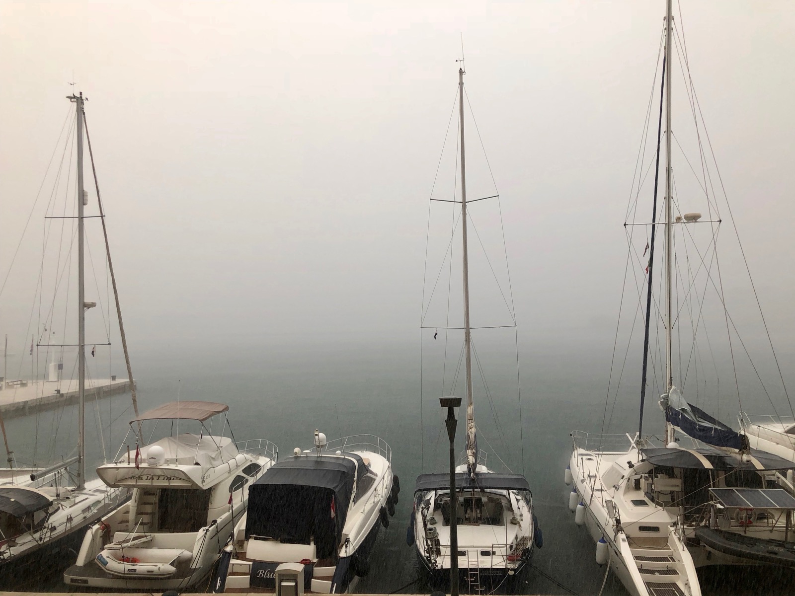 Our sea view out of our room... she was foggy!/