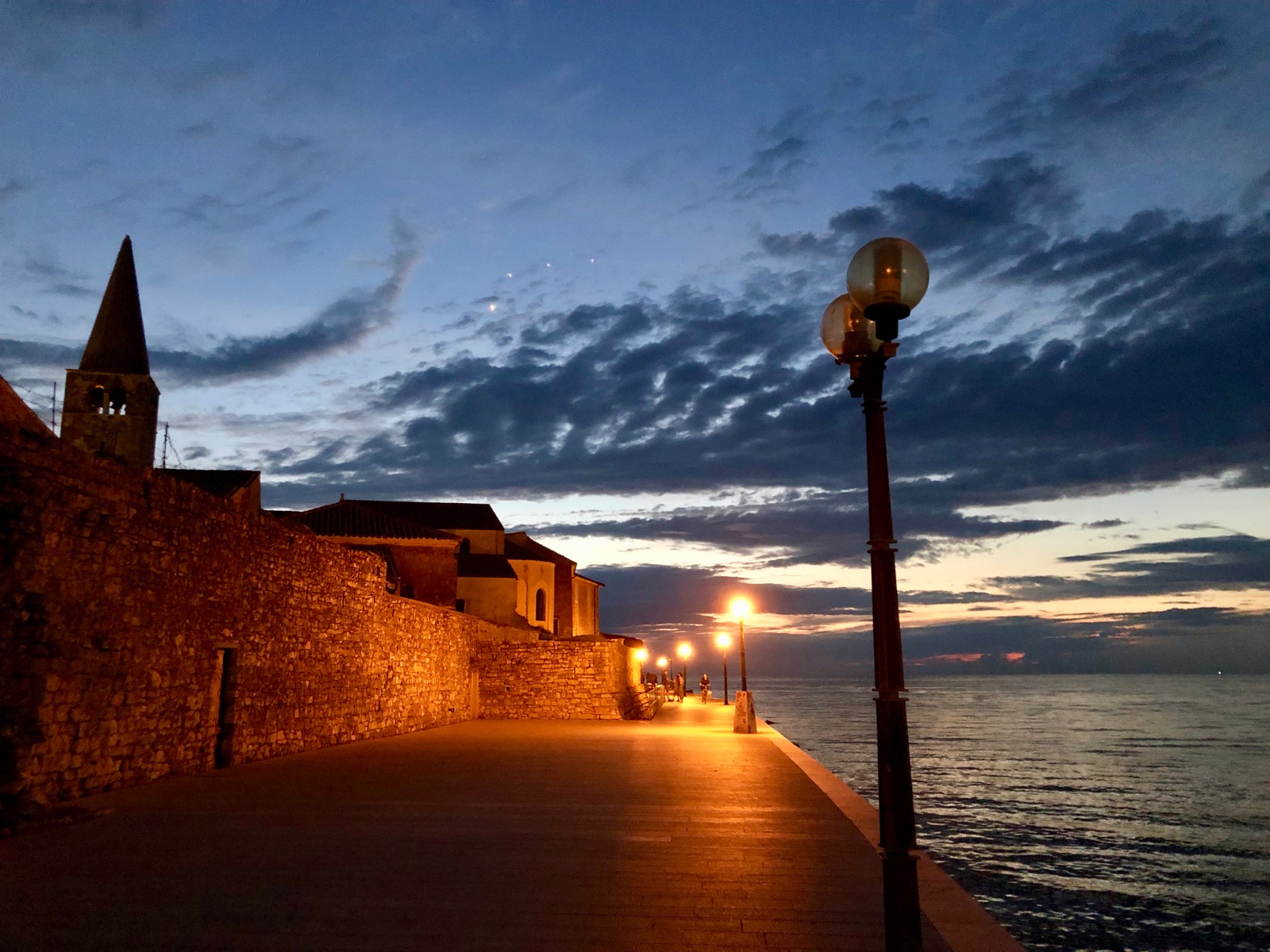 Last night in Croatia: walking along Poreč' city wall/
