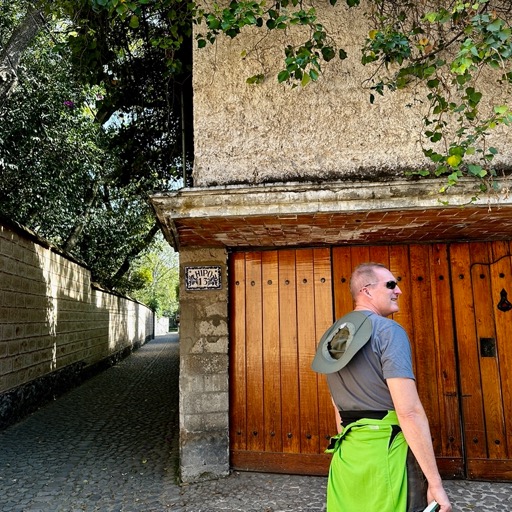 Pondering the narrow streets of Coyoacán/
		    