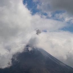 The volcano burps/
		    