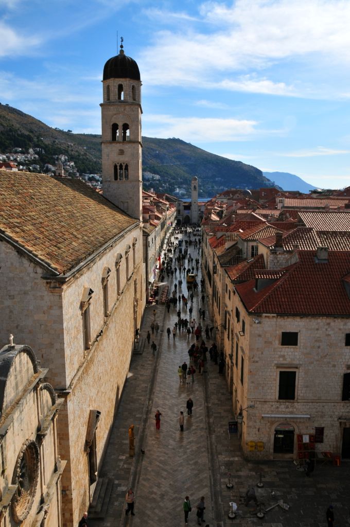 View of the main road from top of the city wall/