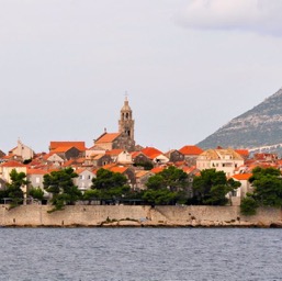 Approaching Korčula on the ferry/
		    