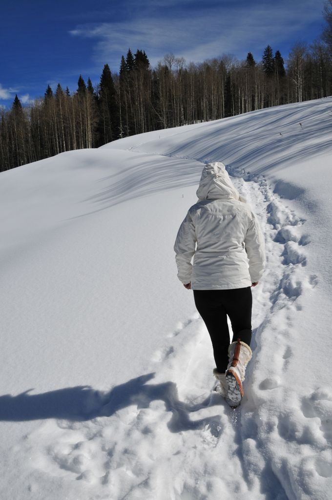 Dan dares Assana to make a snow angle /