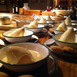 Hmmm... rum-poached pear/
		    