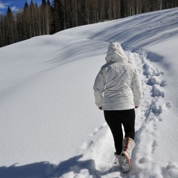 Dan dares Assana to make a snow angle /
		    