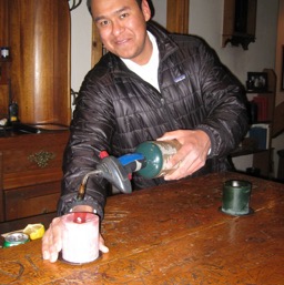 Eric blow-torching the candles/
		    
