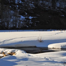 The ice bridge and our trusty rental/
		    