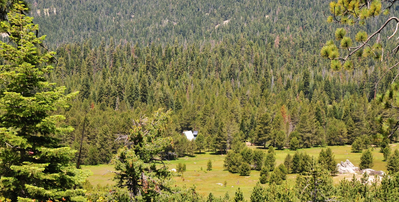 Looking down to the cabins/