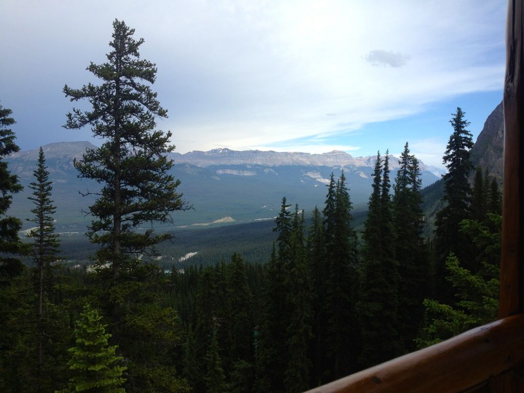 The view of the valley from the Lake Agnes Tea House at 7005' (2135m)/
