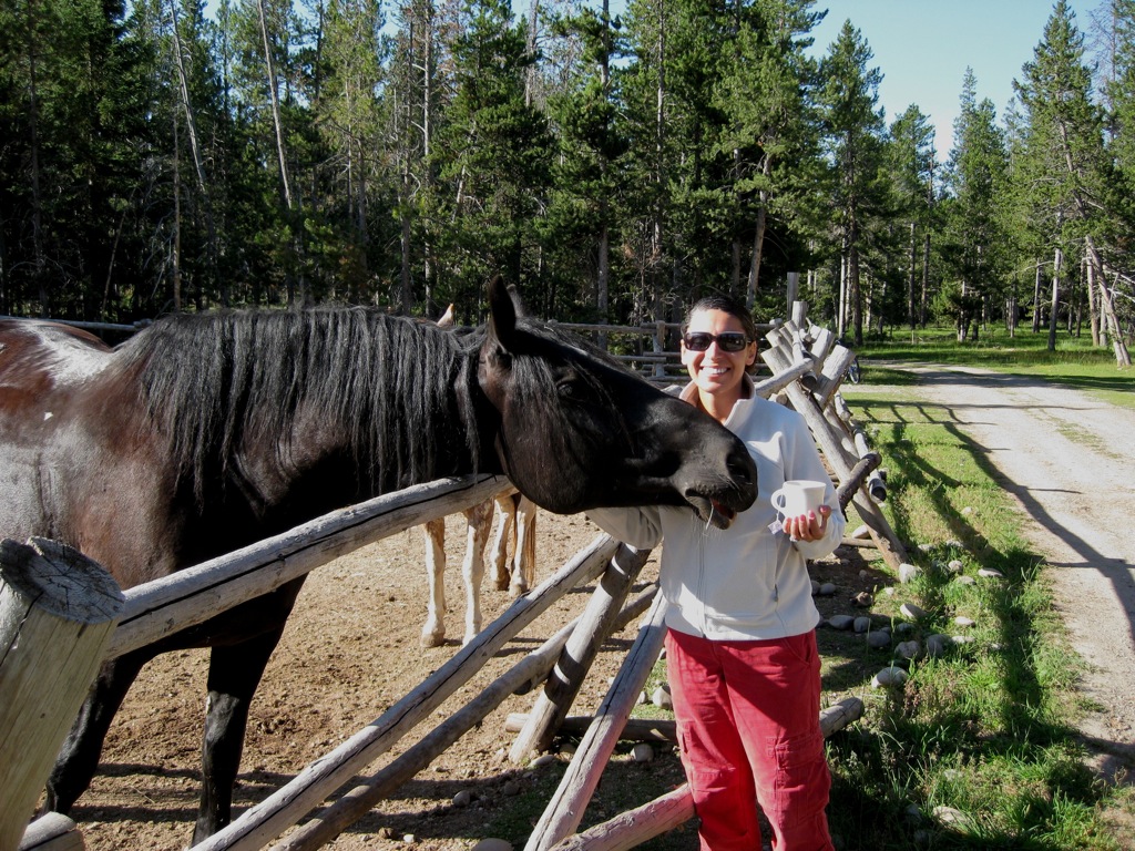 Assana's new buddy trying to drink her tea/