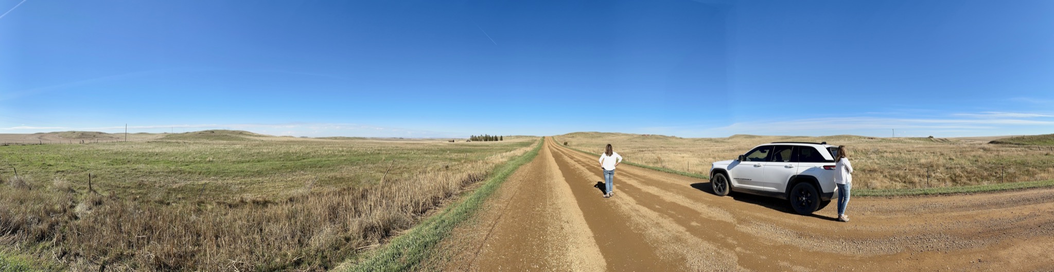 Bright side: we can stop smack in the middle of the road for photos/132 Black Diamond Rd, Wibaux, MT 59353, USA