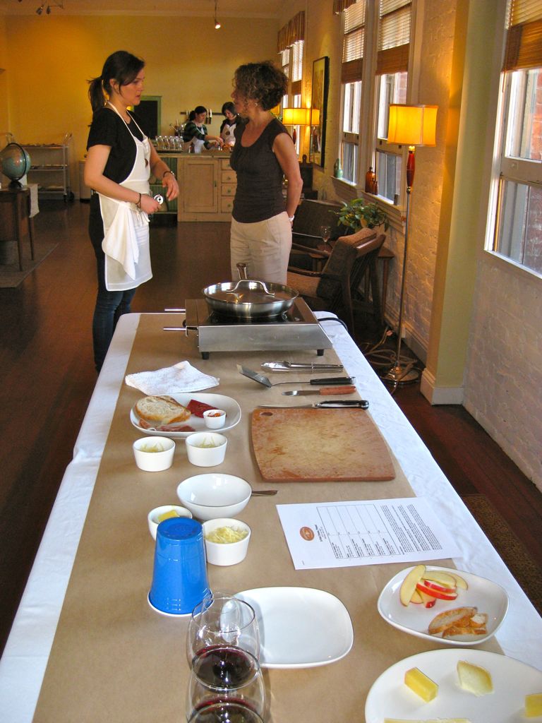 Christi and Laura discussing very important cheesy issues/