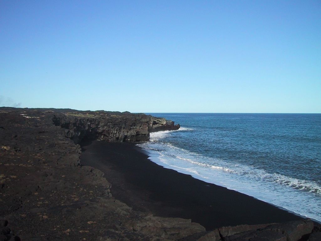 Black sand beach/