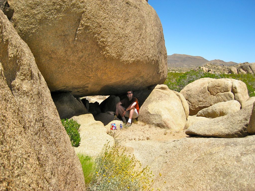 Picnic under a rock/