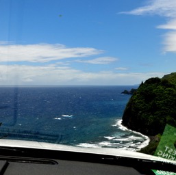 Our car's view at the trail head to Polulu beach/
		    