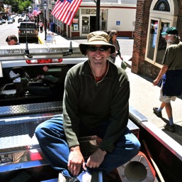 Our perch: a county fireman's truck/
		    