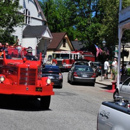 First of the fire truck, complete with the deer-in-the-headlight Prius!/
		    