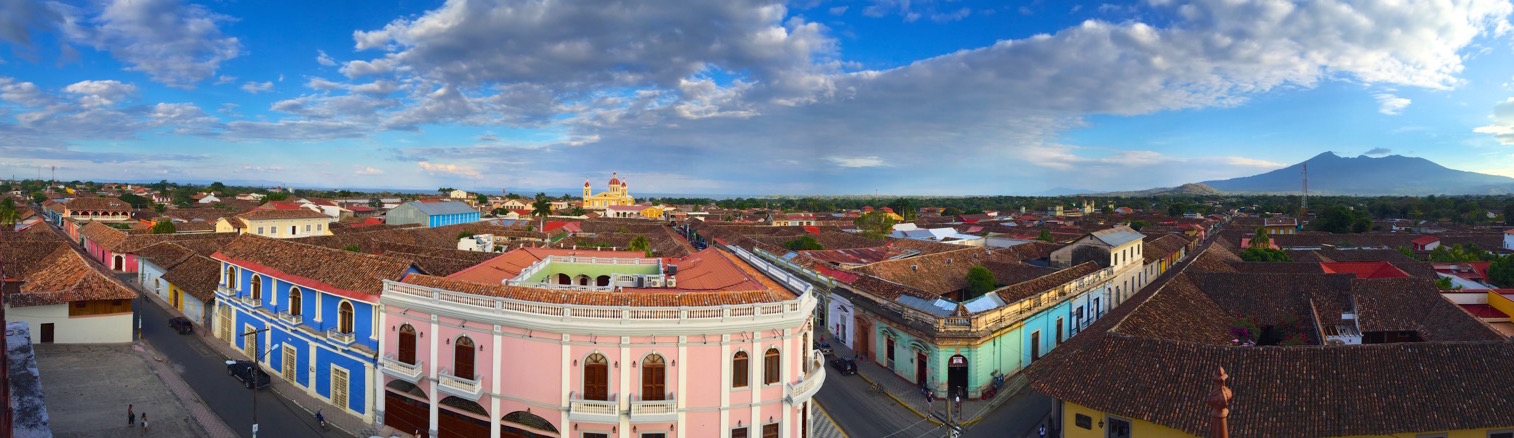 Streets of Granada with the cathedral in the background/