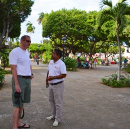 Getting a history lesson from Hairo, our guide/
		    