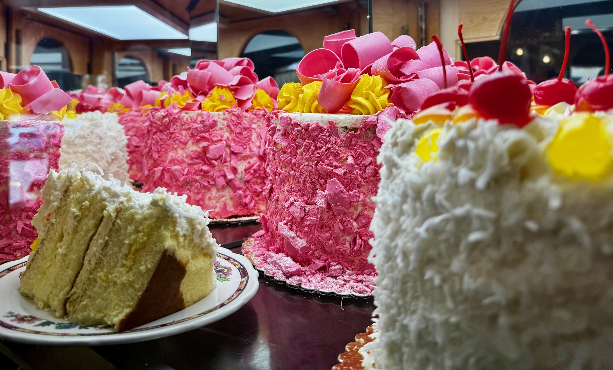 Crazy pink cakes at Madonna Inn/100 Madonna Rd, San Luis Obispo, CA 93405, USA
