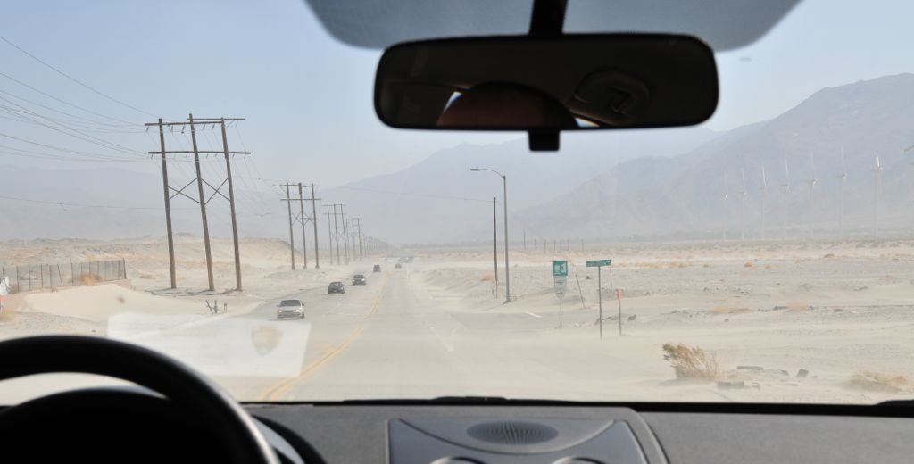 Driving thru a sand storm on the way back to town/