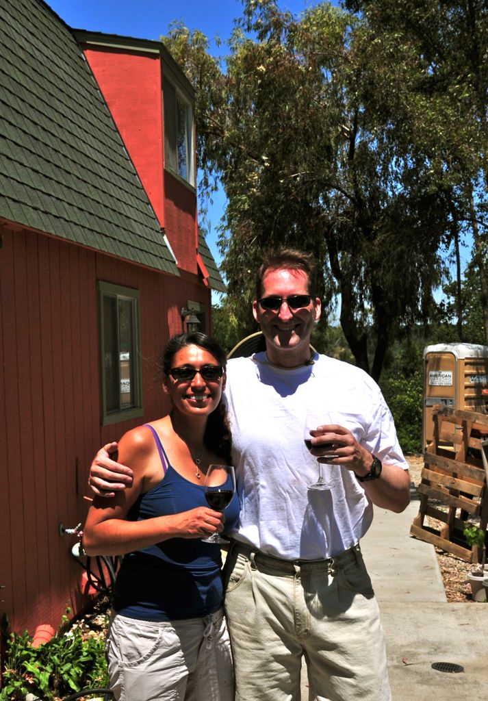 Enjoying a glass of what we bottled/