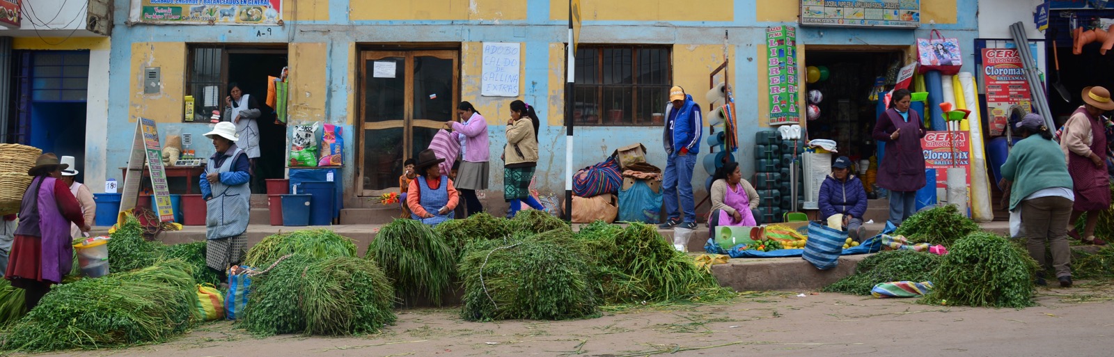 Driving by a local market/