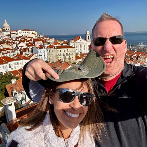 Views from Miradouro Sta. Luzia, and sexy husband/
		    R. Norberto de Araújo 16, 1100-126 Lisboa, Portugal