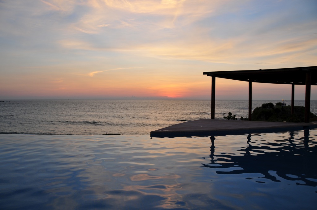 The pool at sunset/