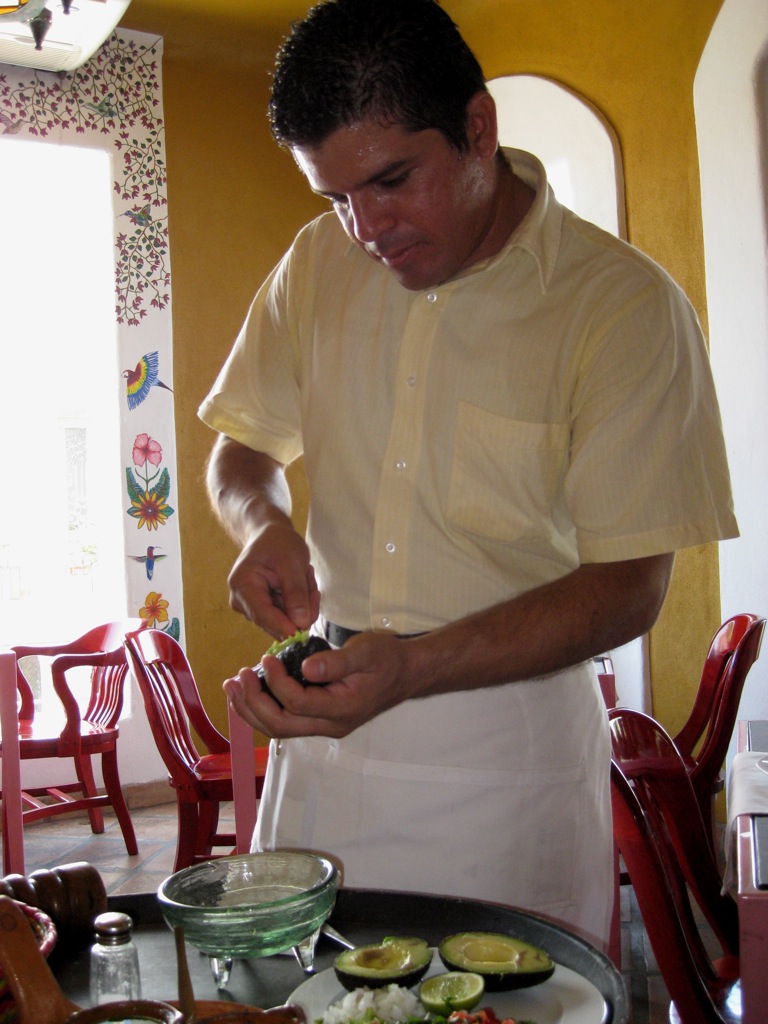 Spoon out the avocado.../