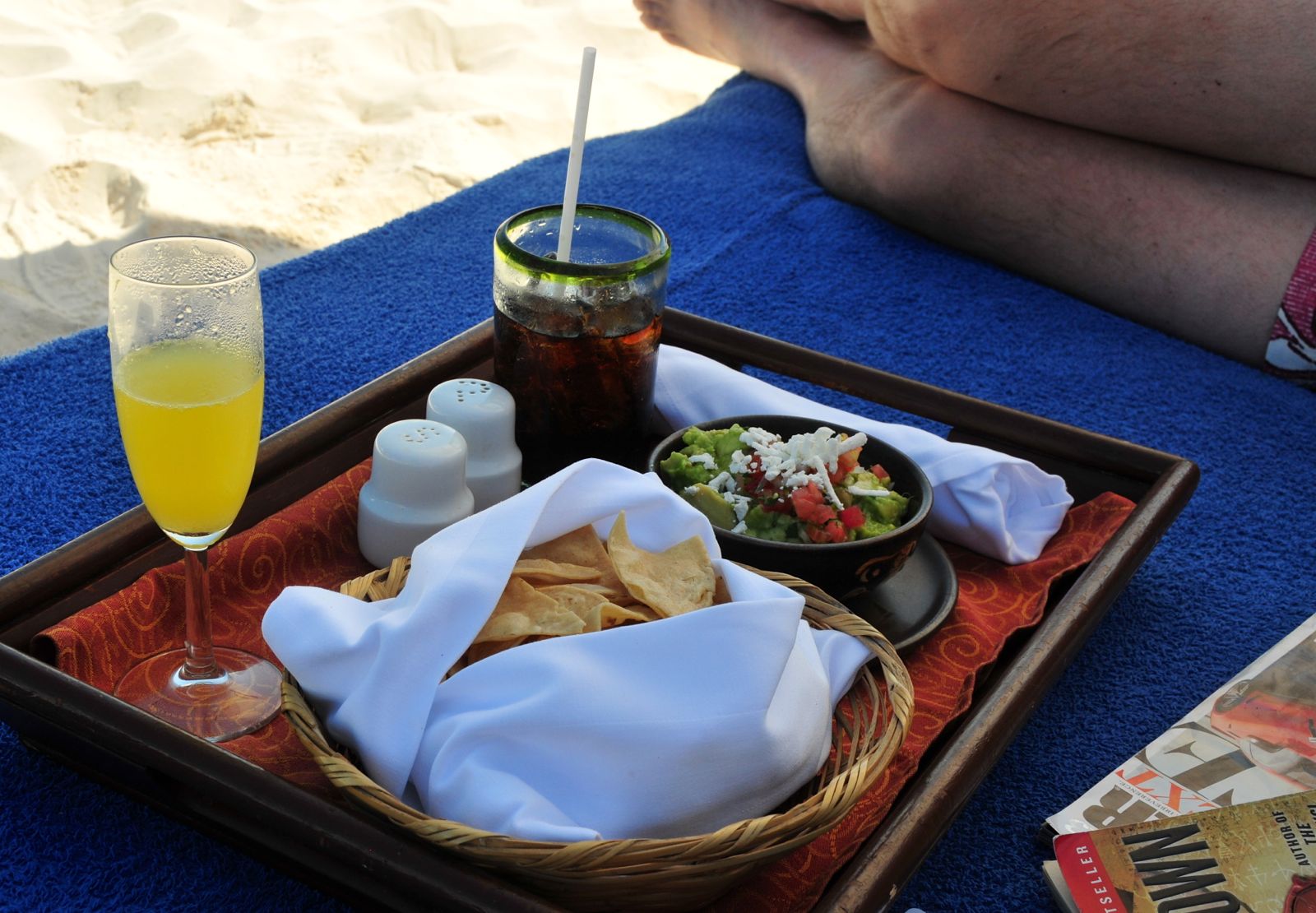 Our typical beach snack: guacamole with homemade tortillas/