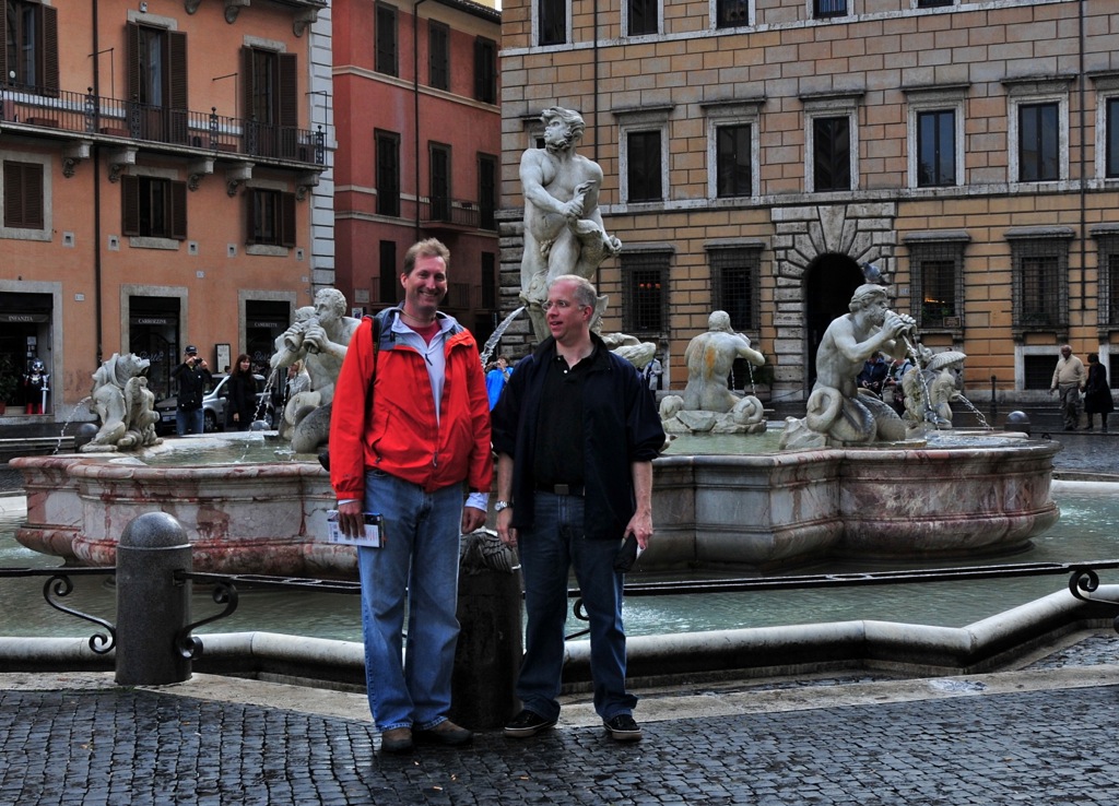 The boys in front of Fontana del Moro/