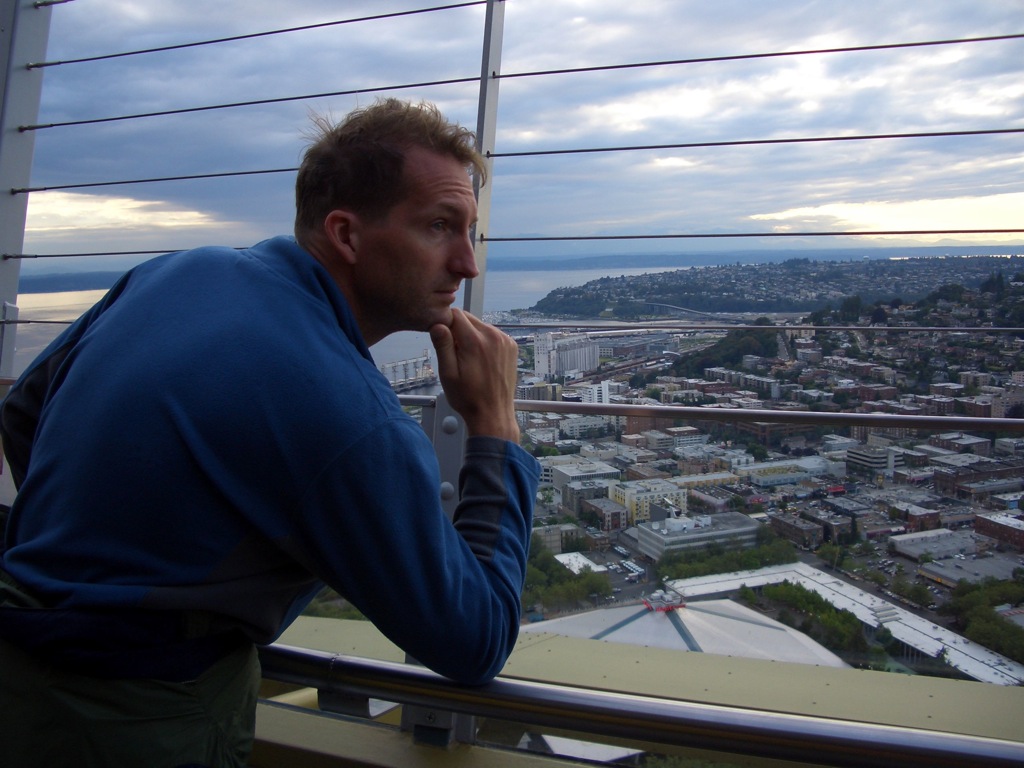 On top of the needle/