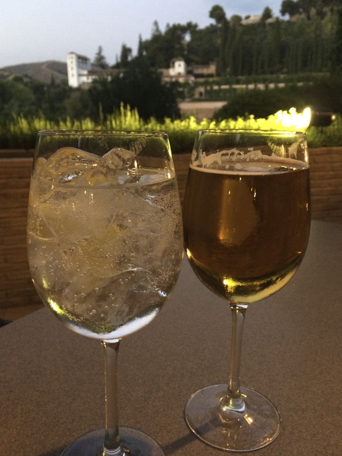 In Spain everythign is served in a wine glass/