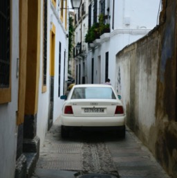 Yup, this car was actually squeezing itself thru this road/
		    