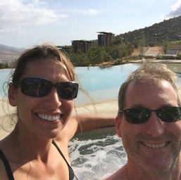 In the hot tub/
		    