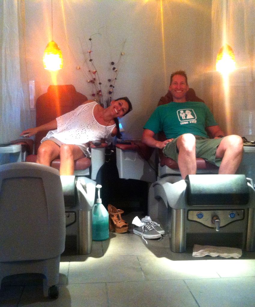 Pedicures with matching nail color/