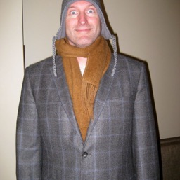 Bundled up to head to dinner/
		    