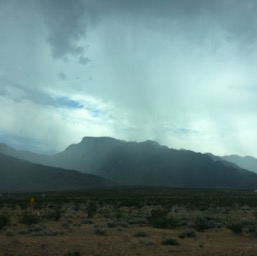 Is that rain in the distance? /
		    
